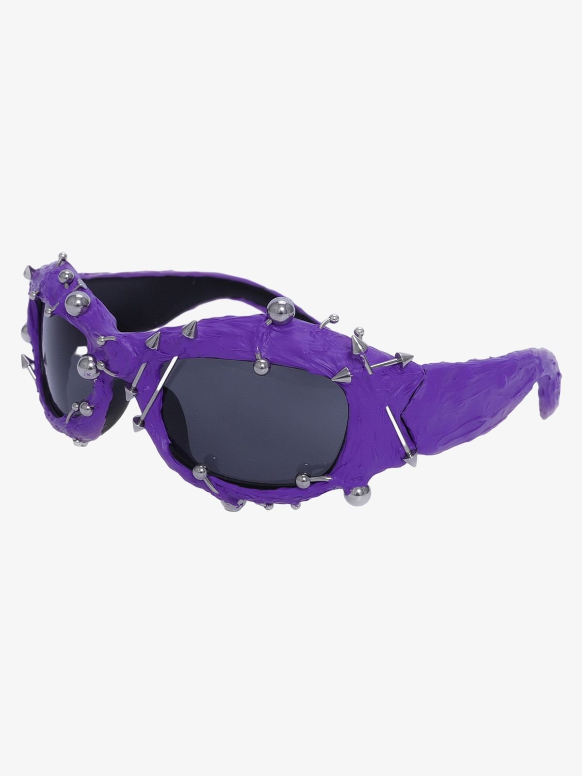 Rivet Punk Style Sunglasses - Purple/Dark Grey