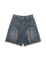 Retro Stitching Diamonds Embroidery Shorts Street Style - 10807