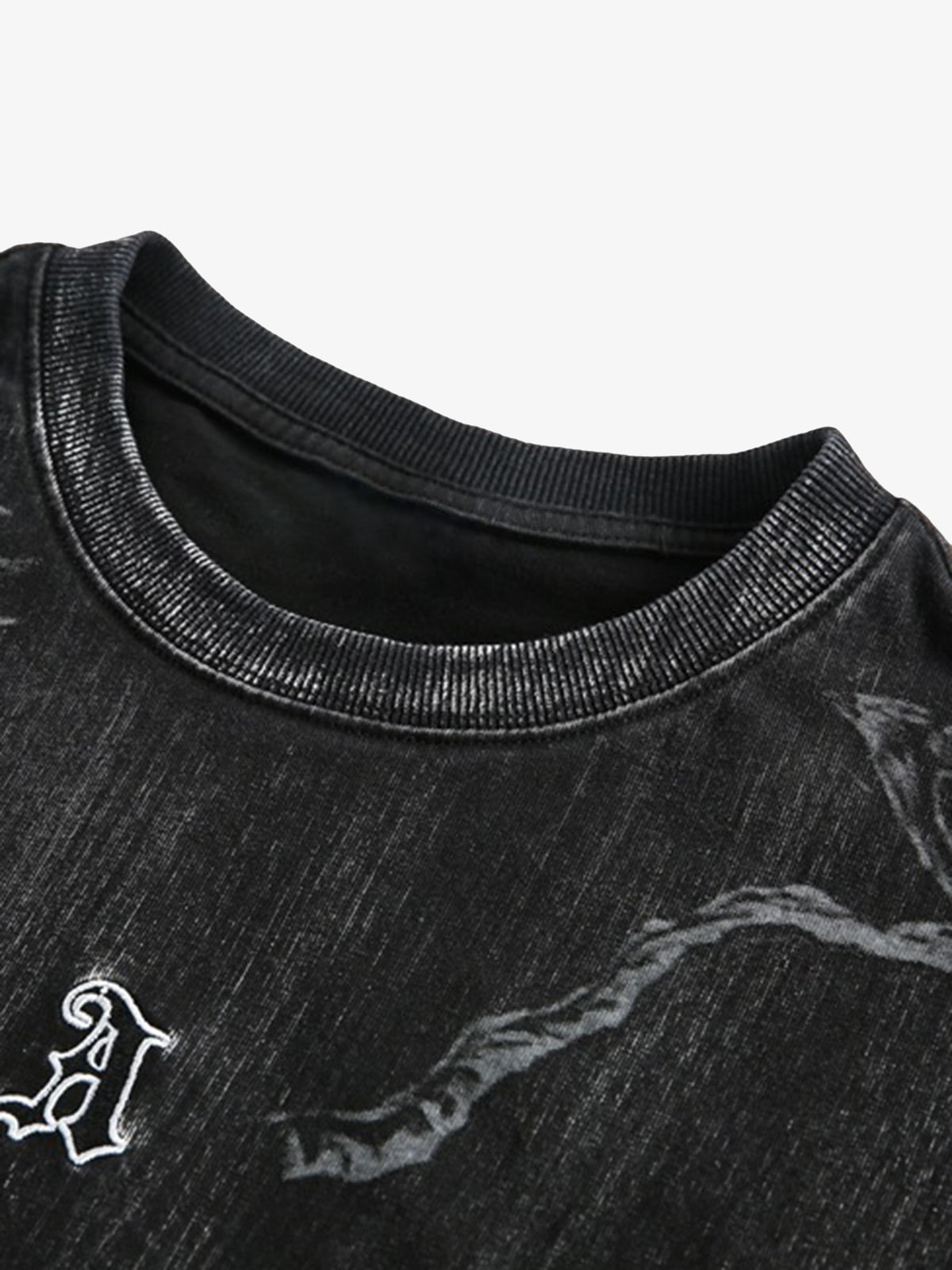 Distressed Embroidered Letter T-Shirt - image 3