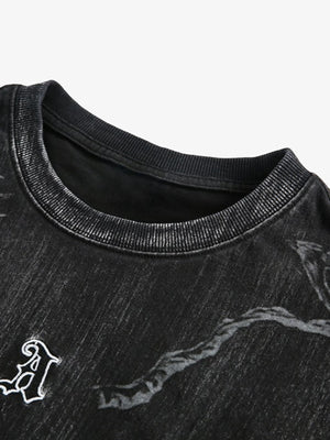 Distressed Embroidered Letter T-Shirt - thumbnail 3