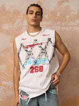 Retro Tattered Print Vest