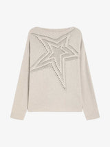 Star Cutout Boatneck Sweater