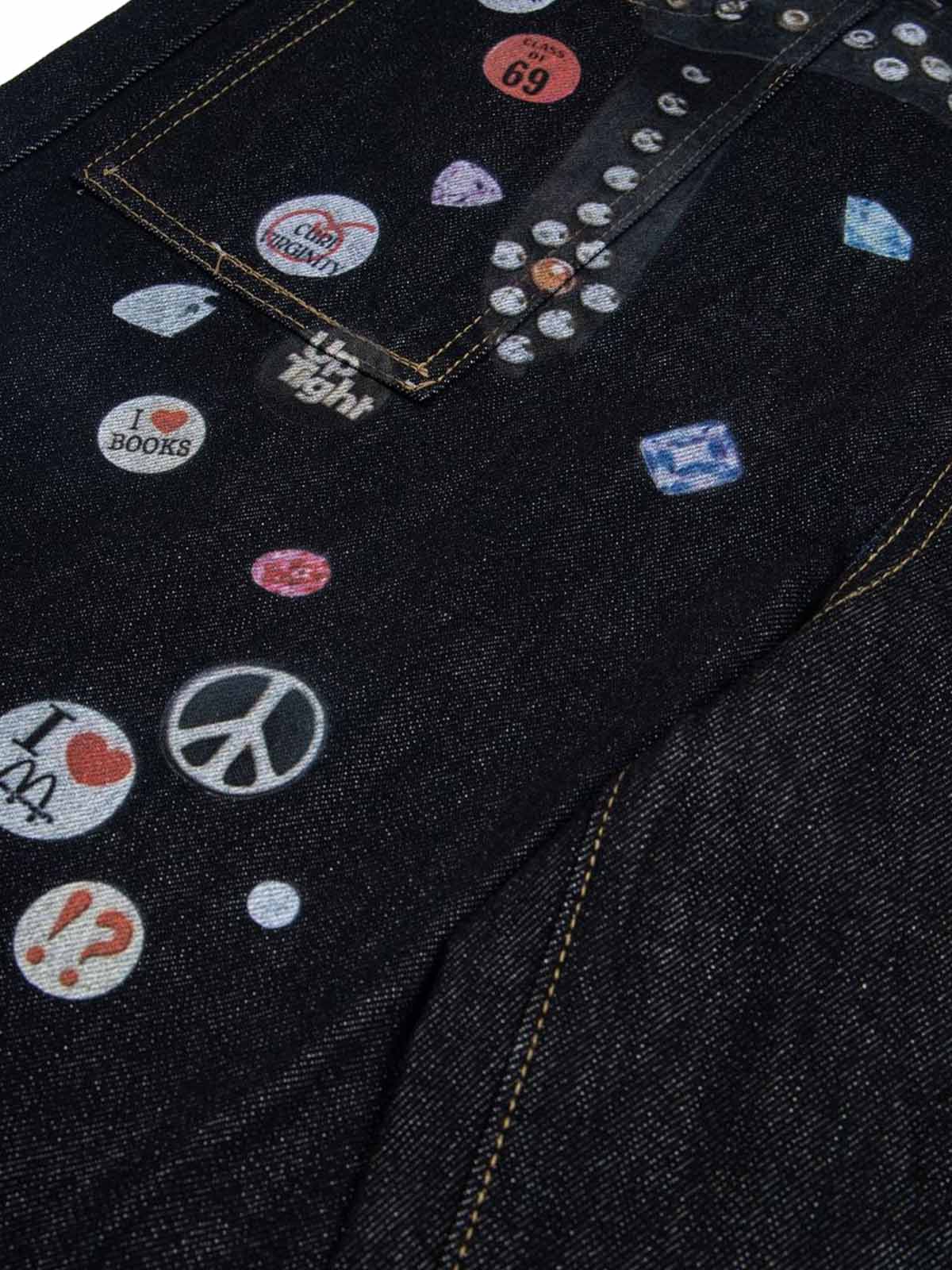 Printed belt jeans – pin print close-up | XoKool