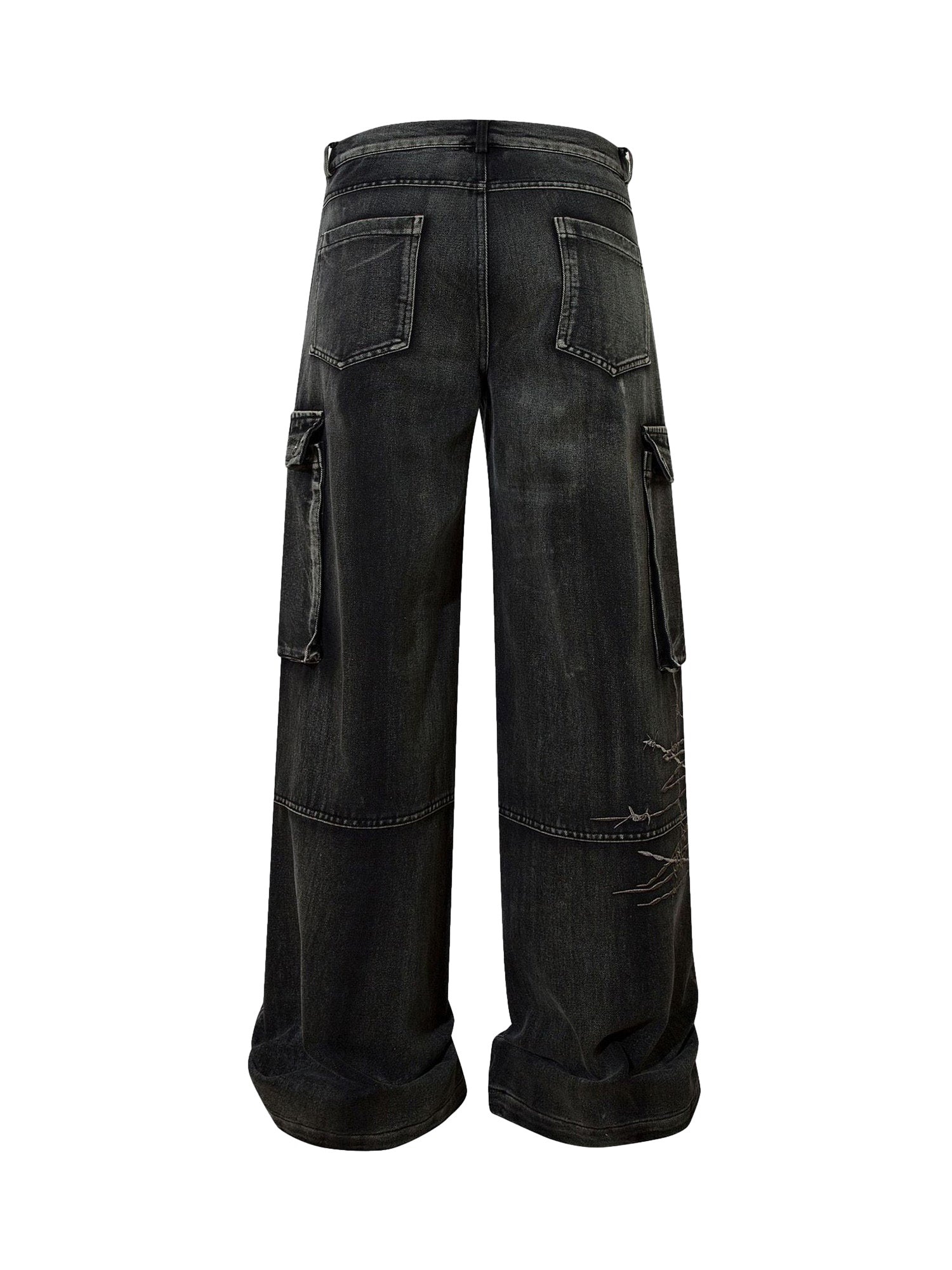 High Street Embroidery Hip Hop Jeans Urban Streetwear Style - 8002