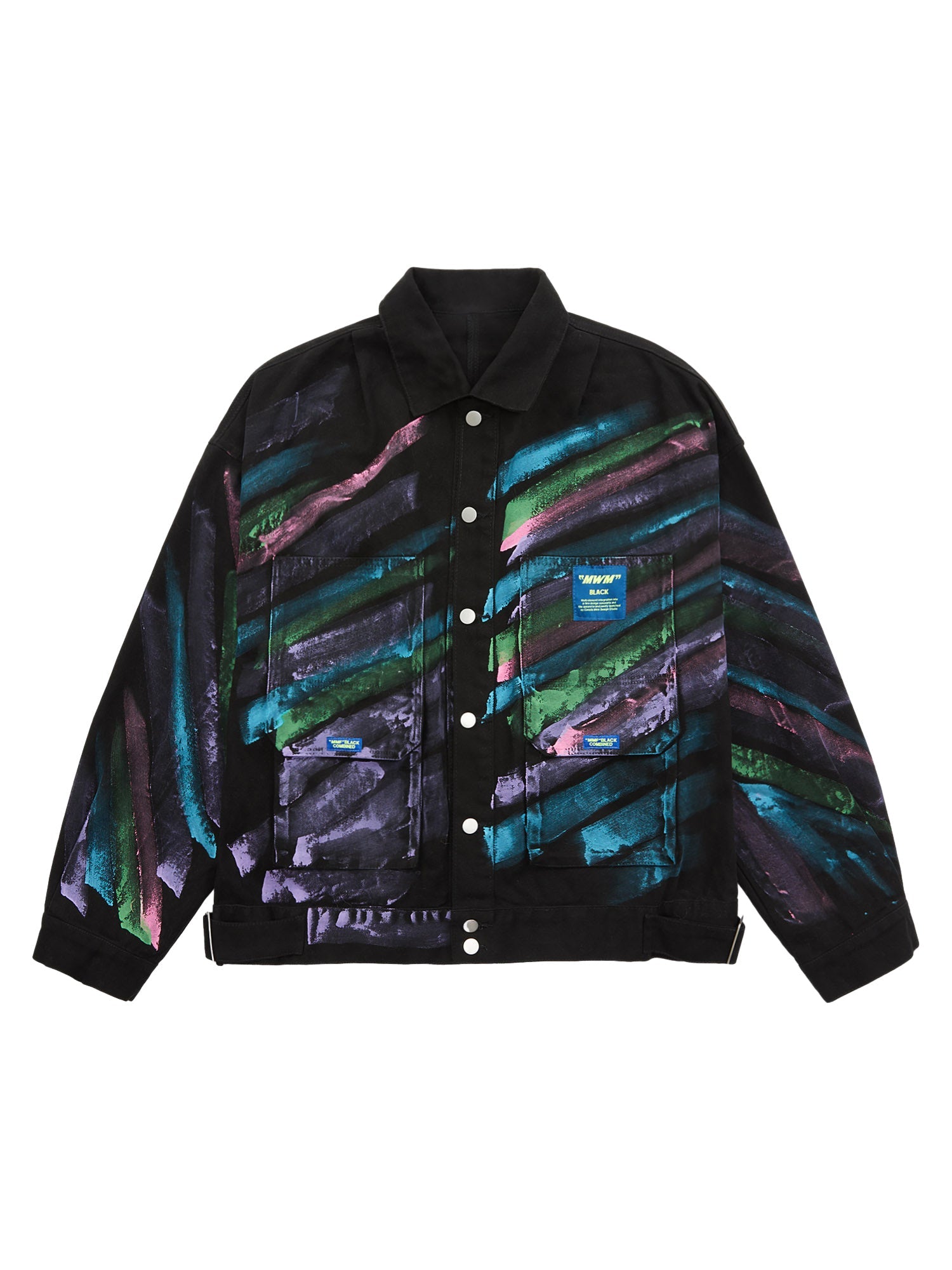 Hip Hop Hand Painted Graffiti Denim Jacket Neon Street Style - 10501