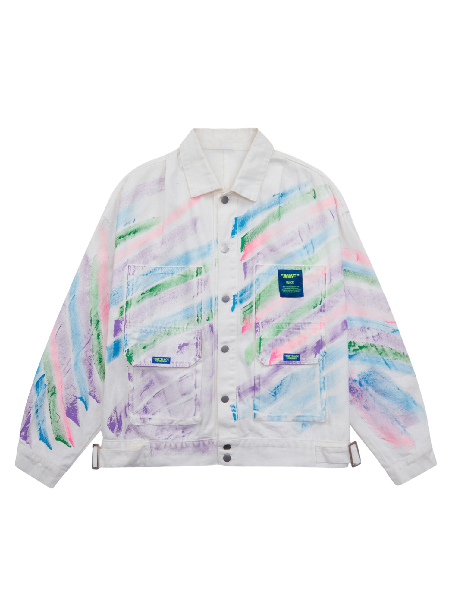 Hip Hop Hand Painted Graffiti Denim Jacket Neon Street Style - 10501