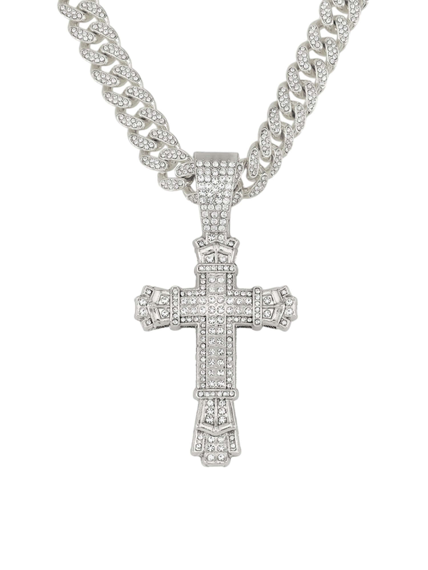 High Street Cross Necklace Cubic Zirconia Shine Style - 19702