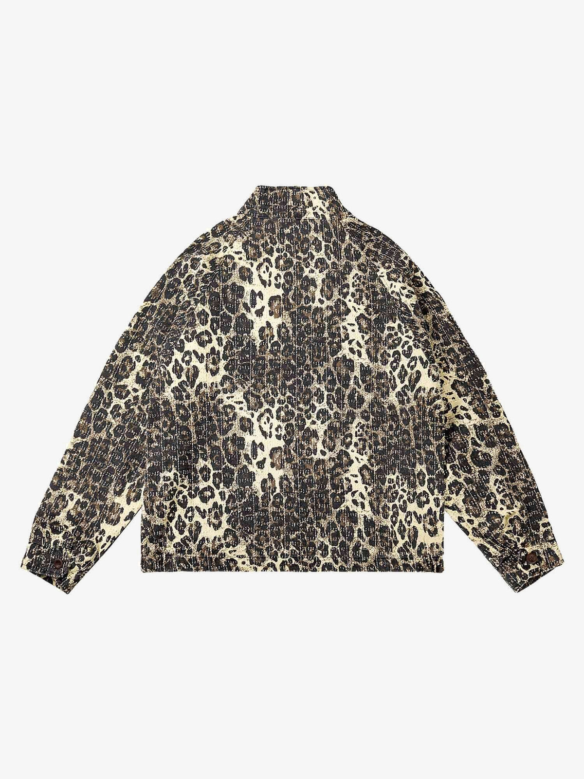 Leopard Print Zip Jacket with Stand Collar – Back view | XoKool