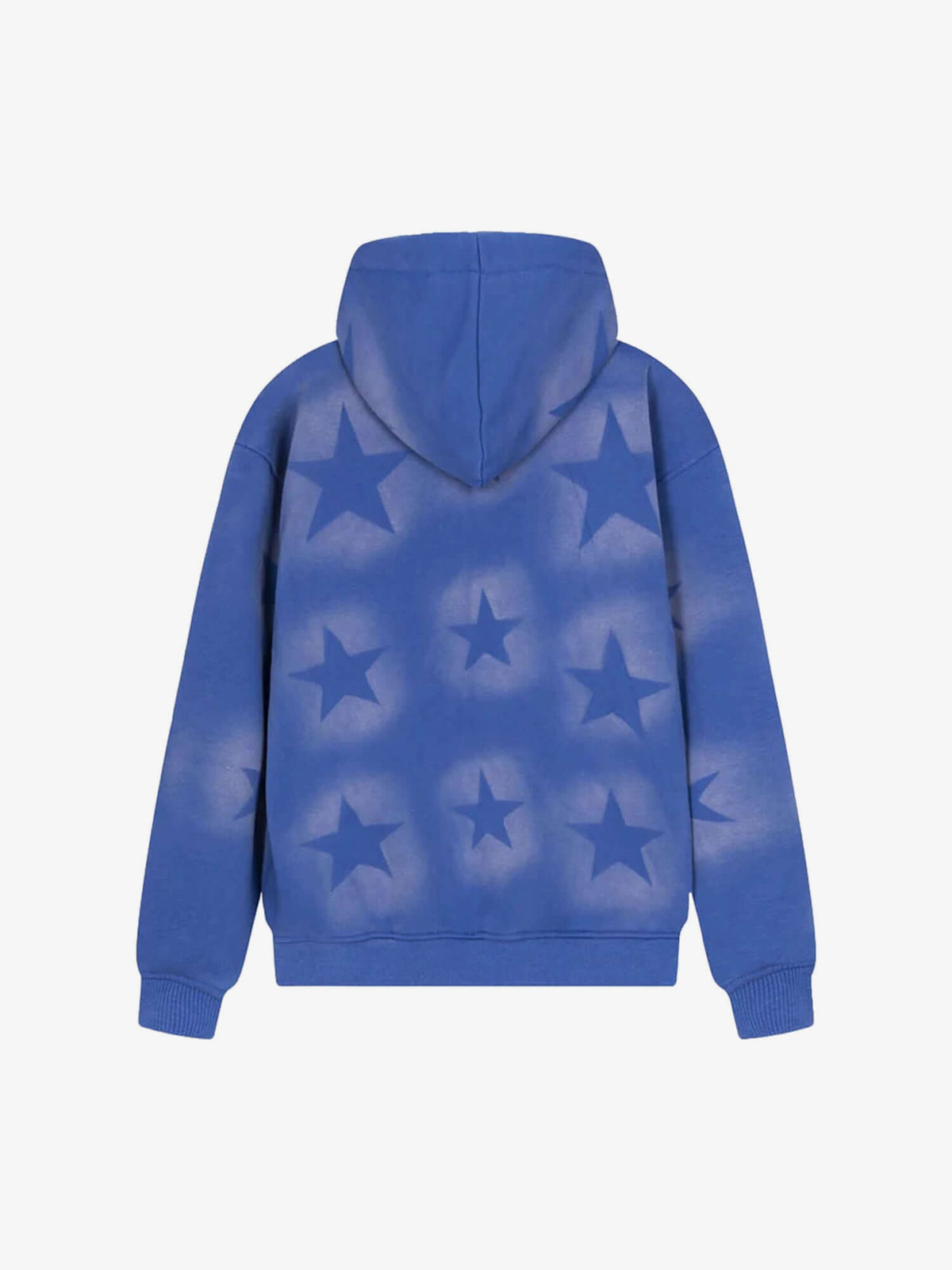 Faded Star Print Zip Up Hoodie – Blue, back view | XoKool