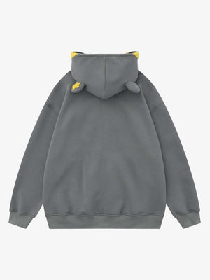 Zip Hoodie mit Stern, Ohren und Gesichtskapuze – Rückansicht | XoKool