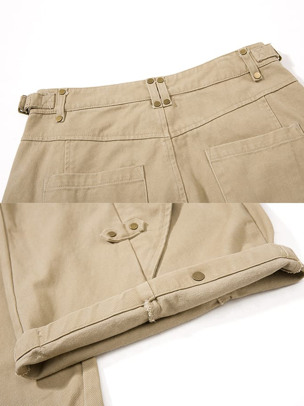 Khaki cargo pants – Khaki, back and hem close-up | XoKool