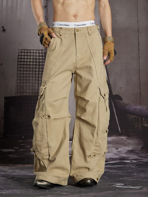 Khaki cargo pants – Khaki, on model front | XoKool