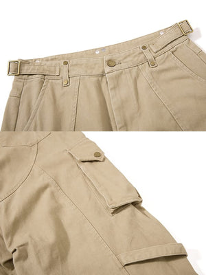 Khaki cargo pants – Khaki, waist and pocket close-up | XoKool