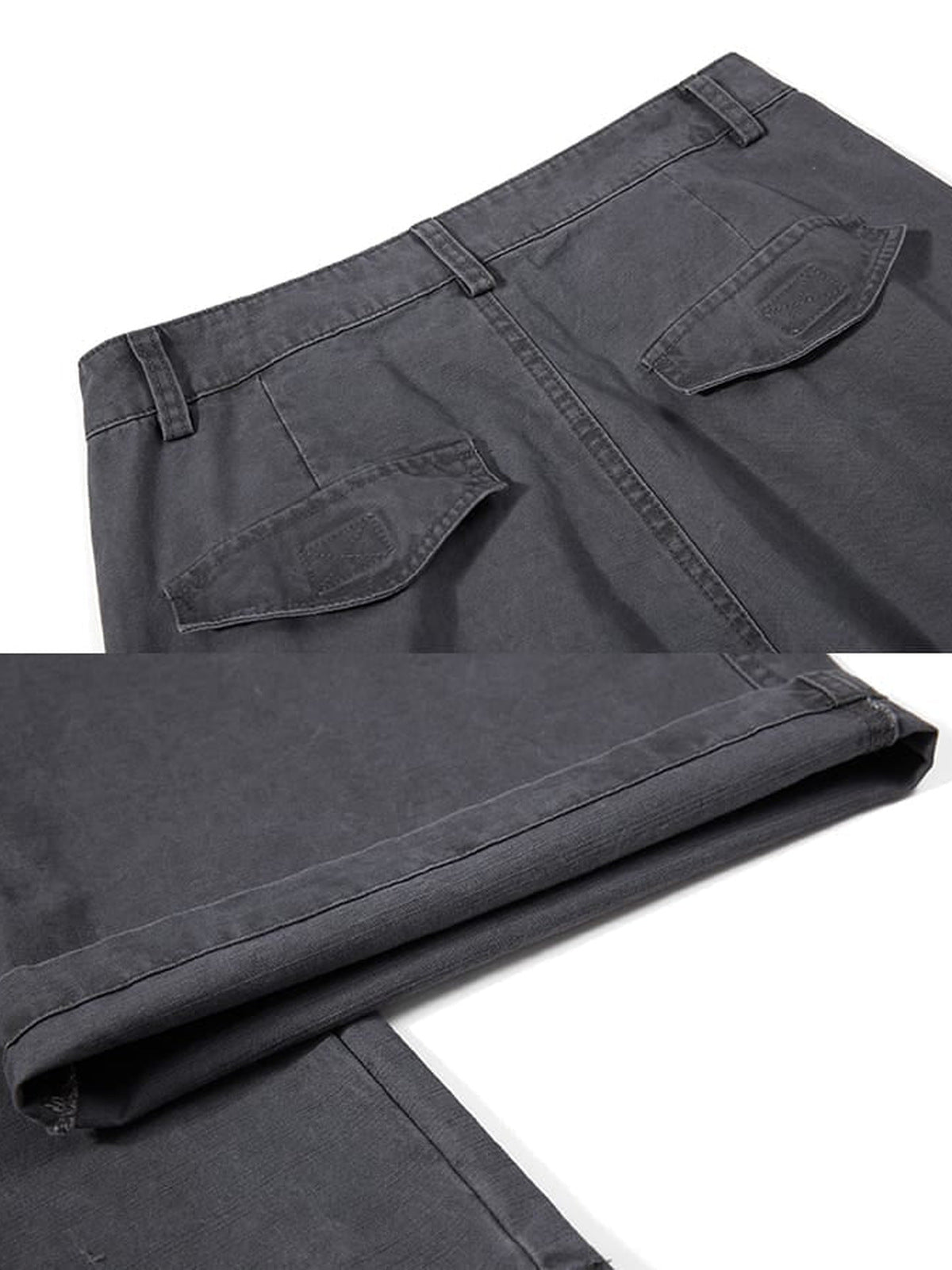 Wide Leg Cargohose – Anthrazit, Gesäßtasche und Saum im Detail | XoKool