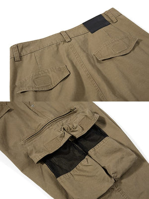 Wide Leg Cargohose – Khaki, Rückseite und Mesh-Tasche im Detail | XoKool