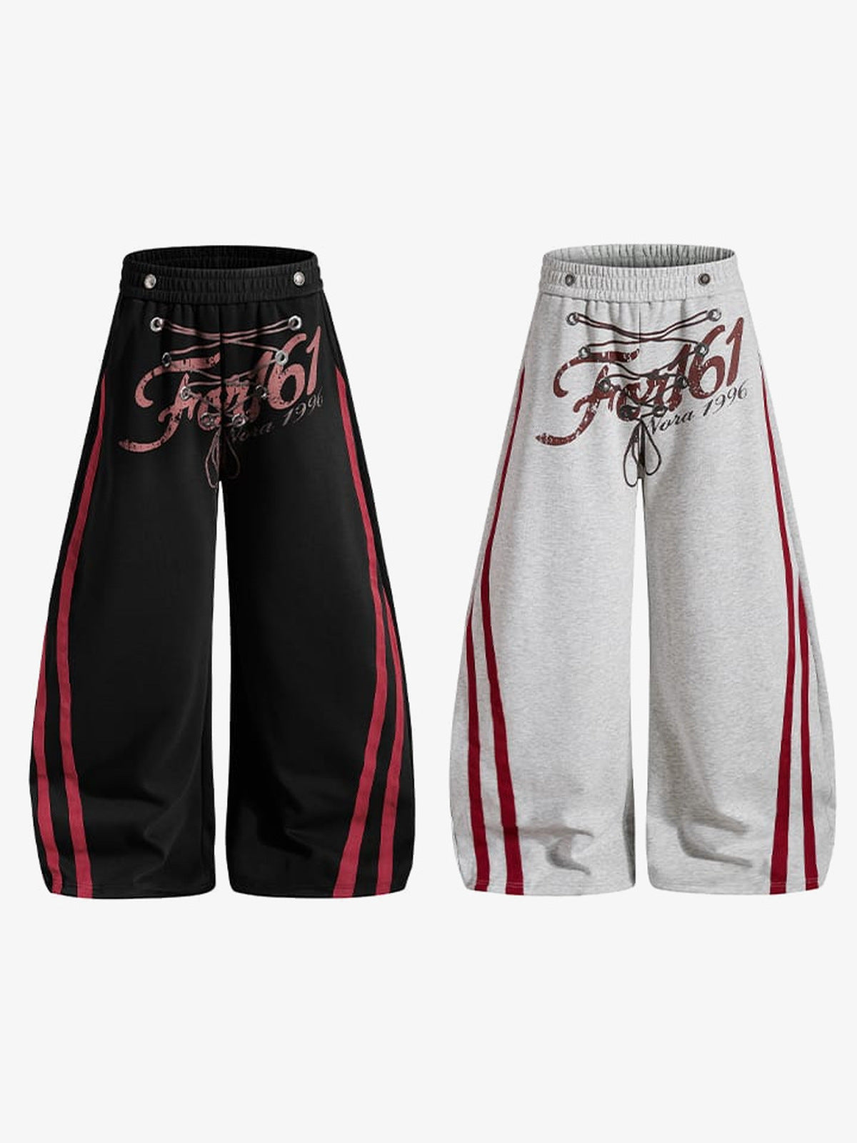 Lace-up sweatpants – Black and Grey, side by side | XoKool
