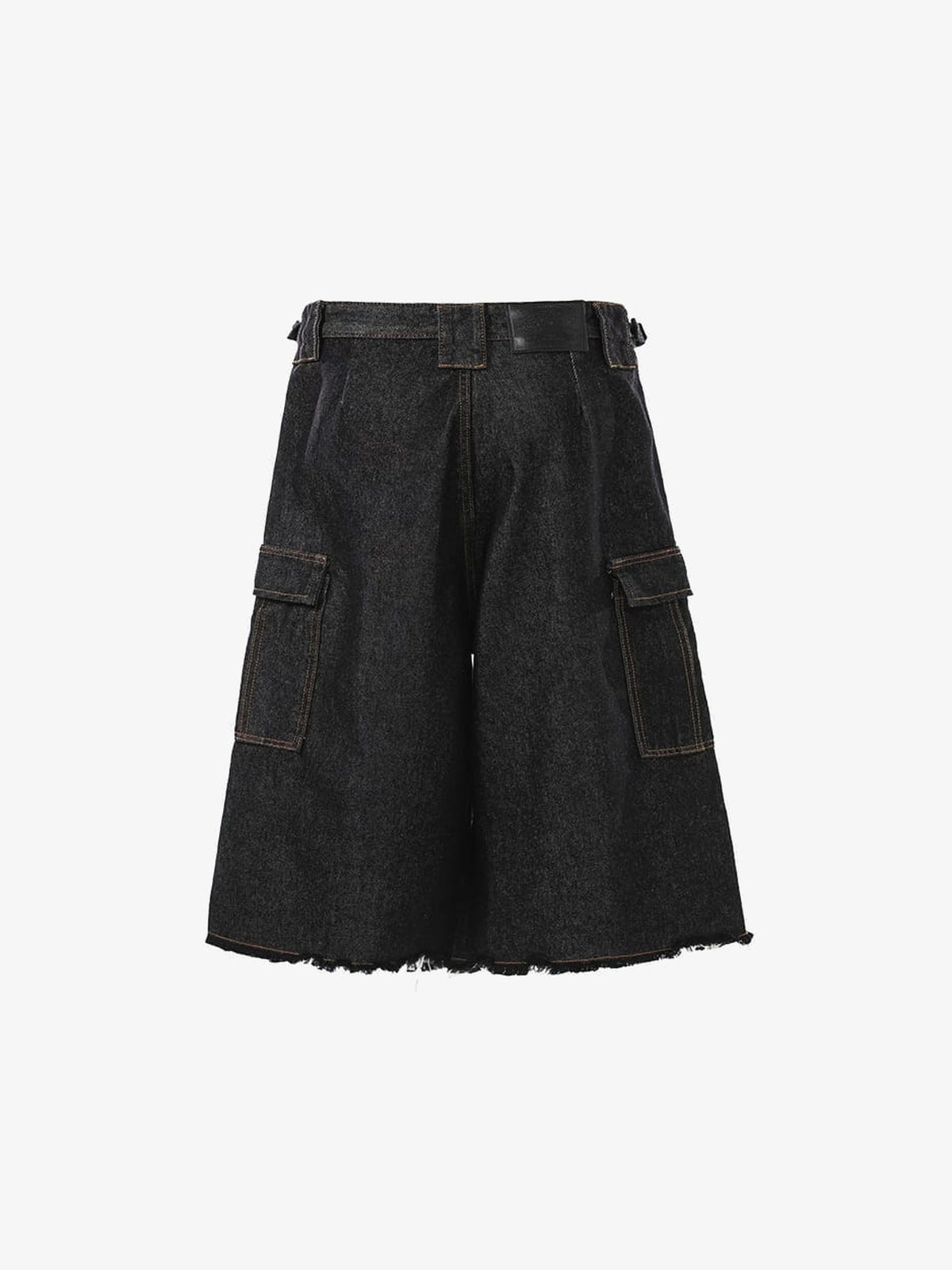 Layered Baggy Cargo Jorts mit Raw Hem – Rückseite flach | XoKool