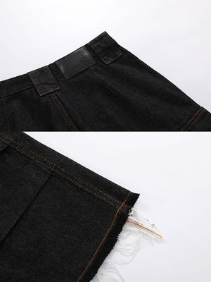 Layered Jorts – Nahaufnahme von Back Patch und Raw Hem | XoKool