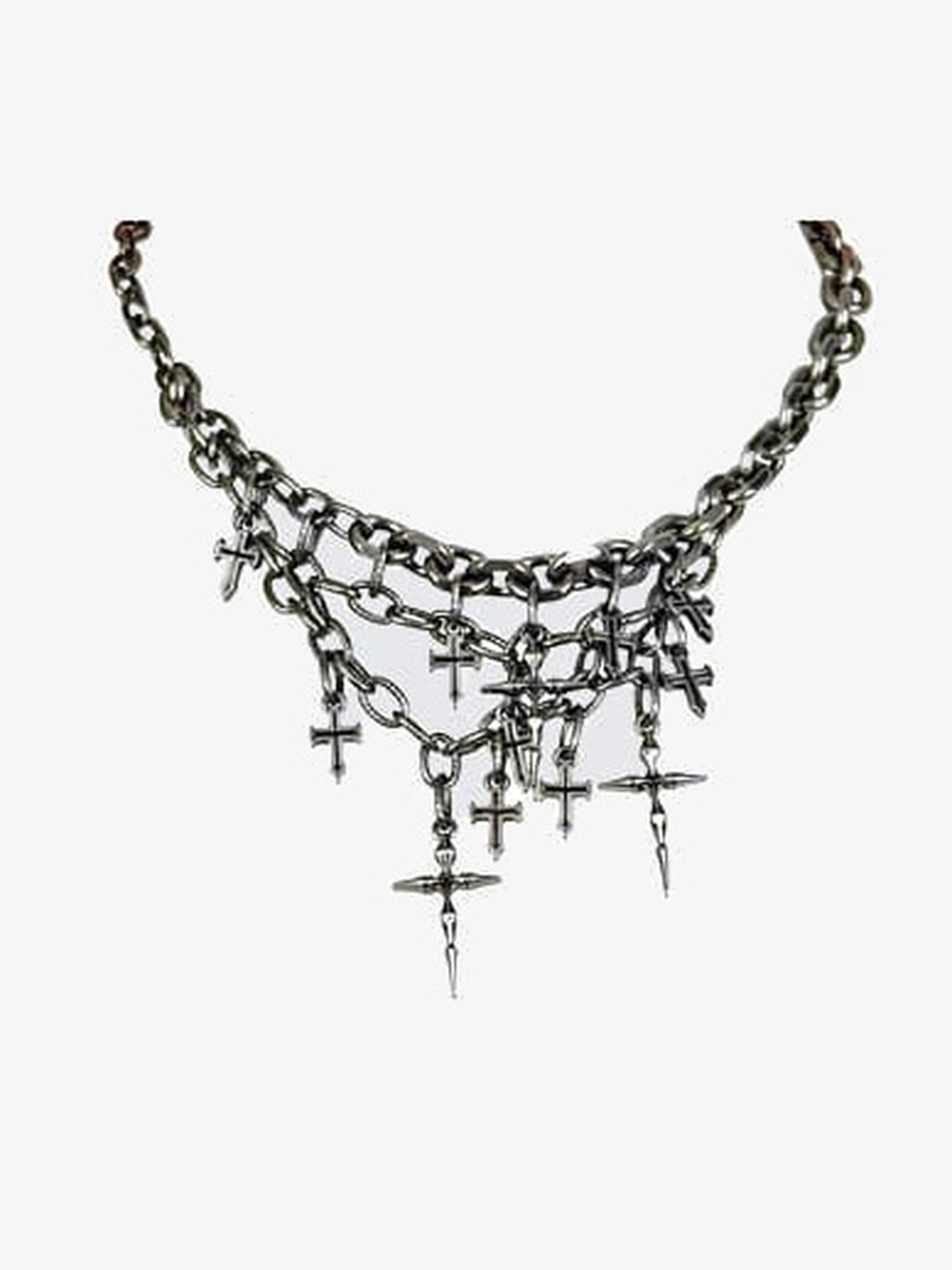 Mehrreihige Gliederkette mit Kreuz-Anhängern – Vorderansicht, flach | XoKool