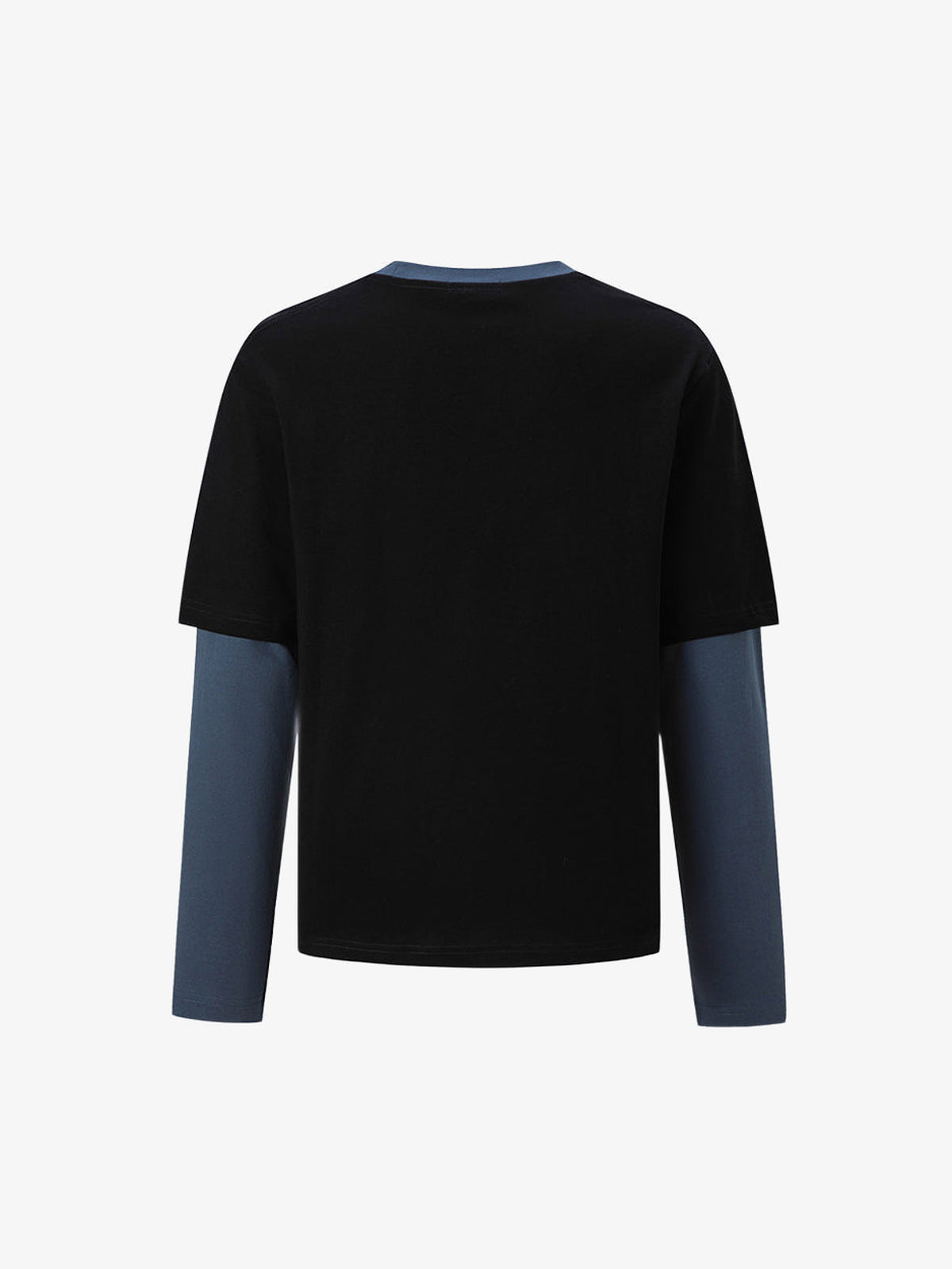 Layered Longsleeve mit Faded-Foto-Print – Schwarz / Schieferblau, Rückseite flach | XoKool