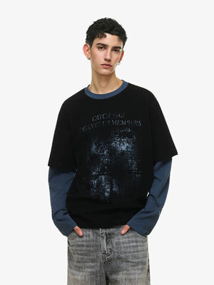 Layered Longsleeve – am Model, Schwarz / Schieferblau, Vorderansicht | XoKool
