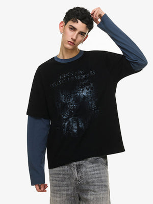 Layered Longsleeve – am Model, Schwarz / Schieferblau, Vorderansicht | XoKool