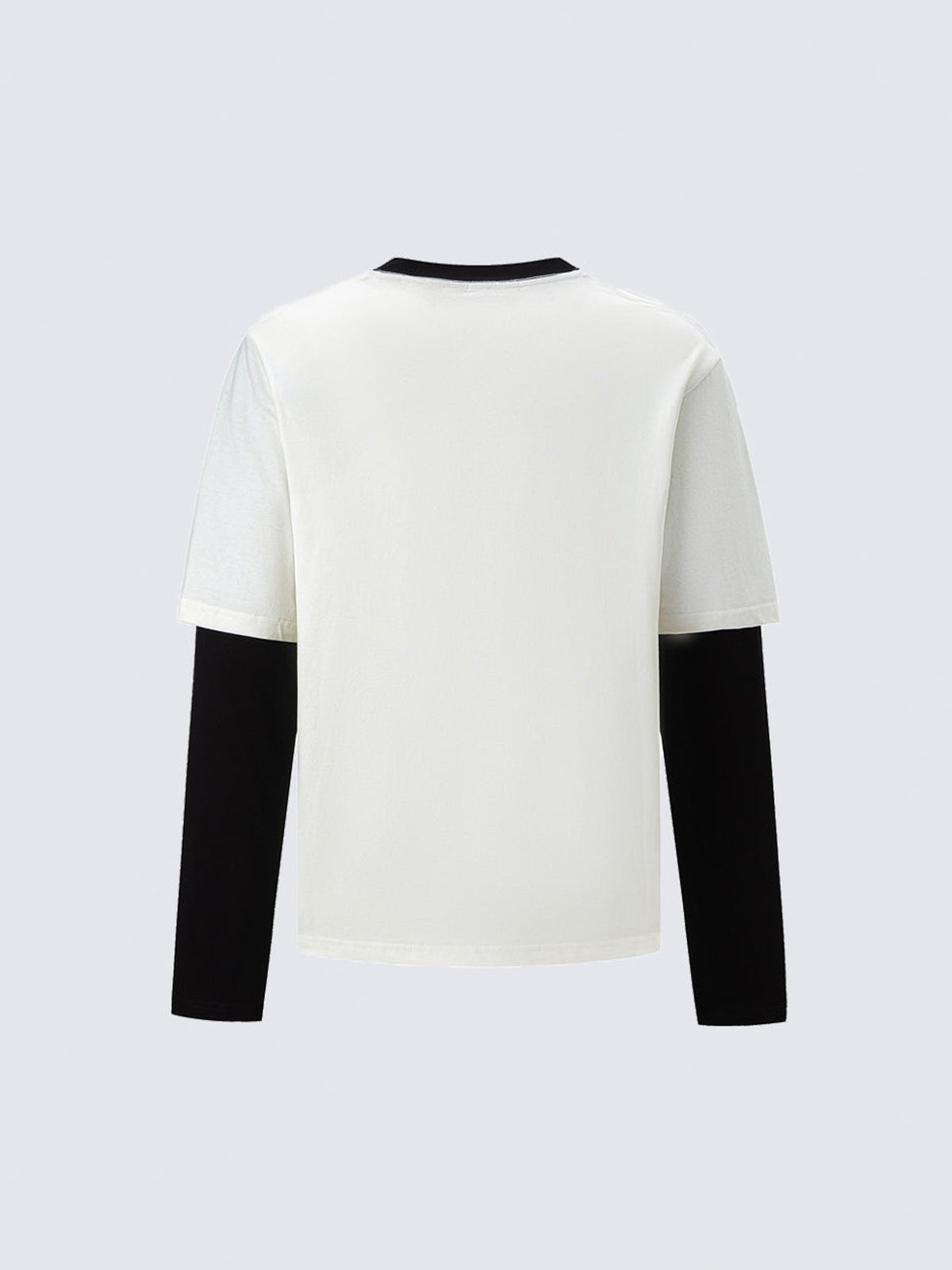 Layered Longsleeve – Weiß / Schwarz, Rückseite flach | XoKool