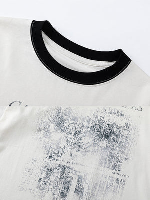 Layered Longsleeve – Weiß / Schwarz, Halsbündchen und Print im Detail | XoKool