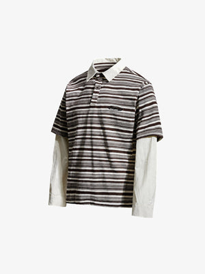 Gestreiftes Poloshirt – Brown Stripe, Vorderseite schräg | XoKool