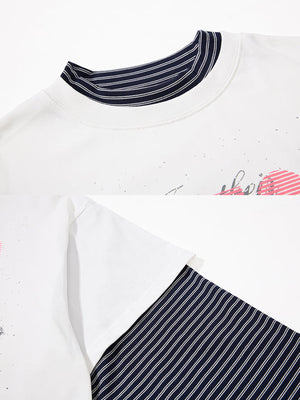 Layered Longsleeve mit gestreiften Ärmeln – Weiß, Nahaufnahme von Kragen und Ärmel | XoKool