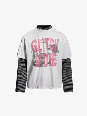 Layered T-Shirt mit gestreiften Ärmeln – Weiß, Vorderansicht | XoKool
