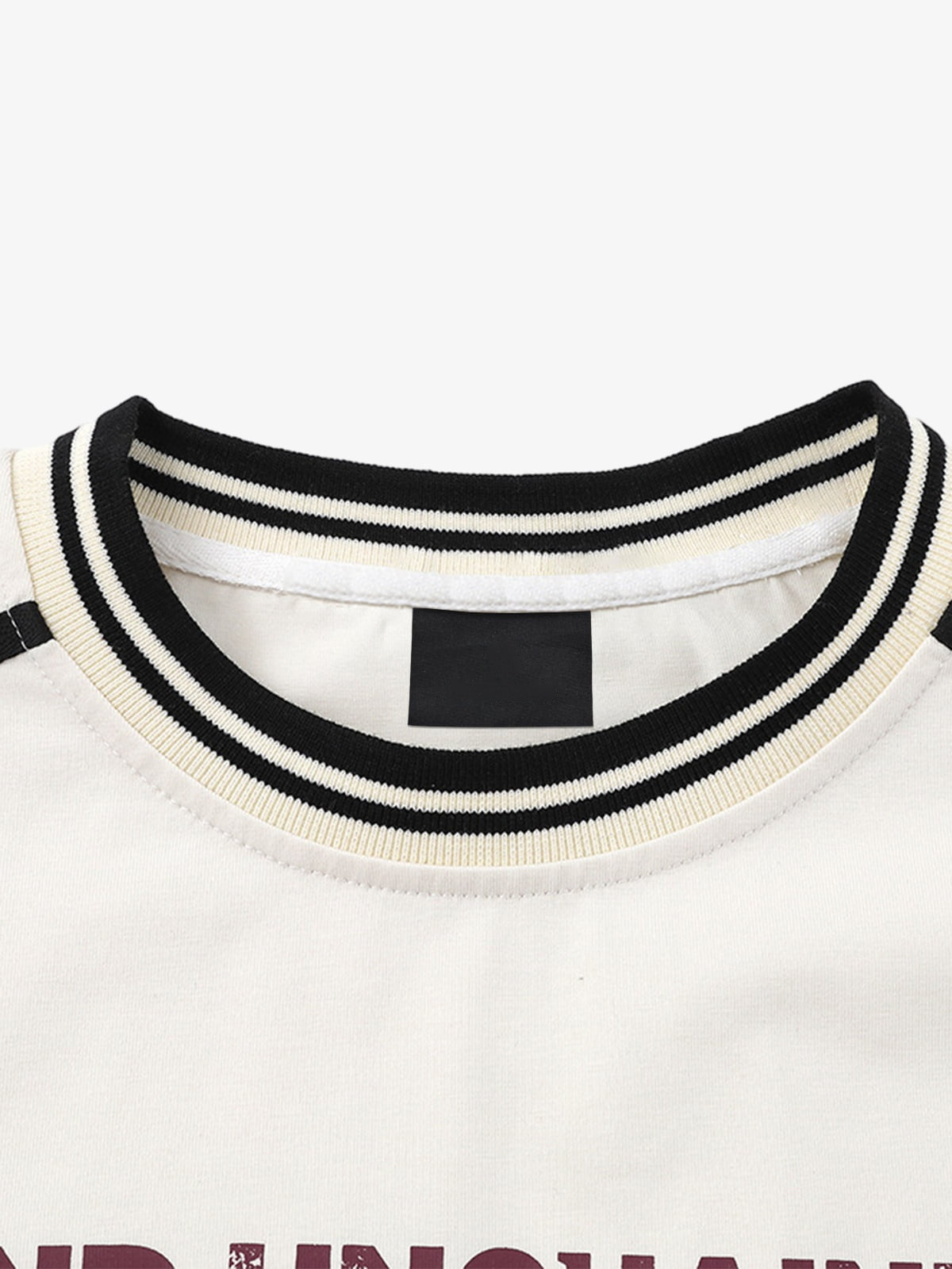 Layered long sleeve tee – Cream, inner neck close-up | XoKool