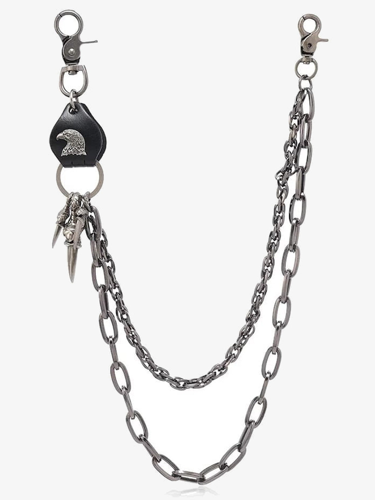 Mehrreihige Hosenkette mit Adler- oder Kreuz-Anhänger – Schwarz Adler, Produktansicht | XoKool