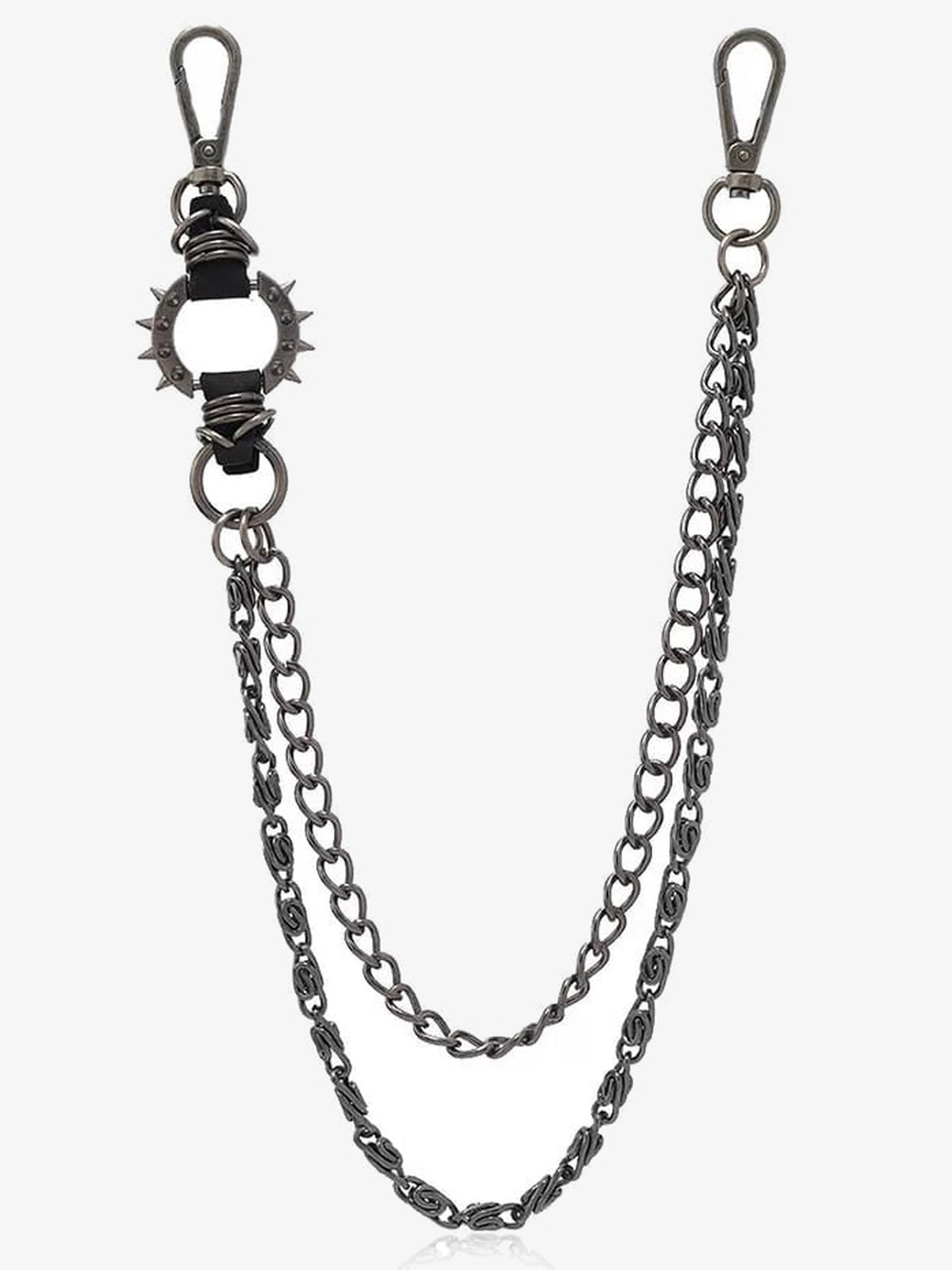 Mehrreihige Hosenkette – Gunmetal mit Spike-Ring, Produktansicht | XoKool