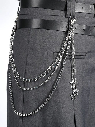 Chaîne de pantalon superposée à breloques étoiles