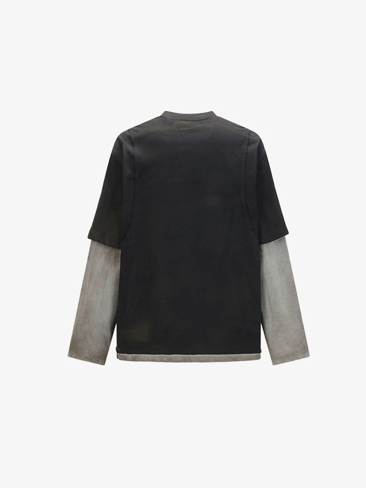 Layered Varsity Letter Long Sleeve Tee – Black, back view | XoKool