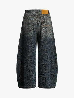 Leopard Print Barrel Jeans – Blue Leopard, back view | XoKool