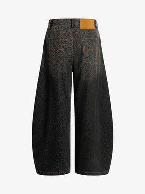 Leopard Print Barrel Jeans – Black Leopard, back view | XoKool