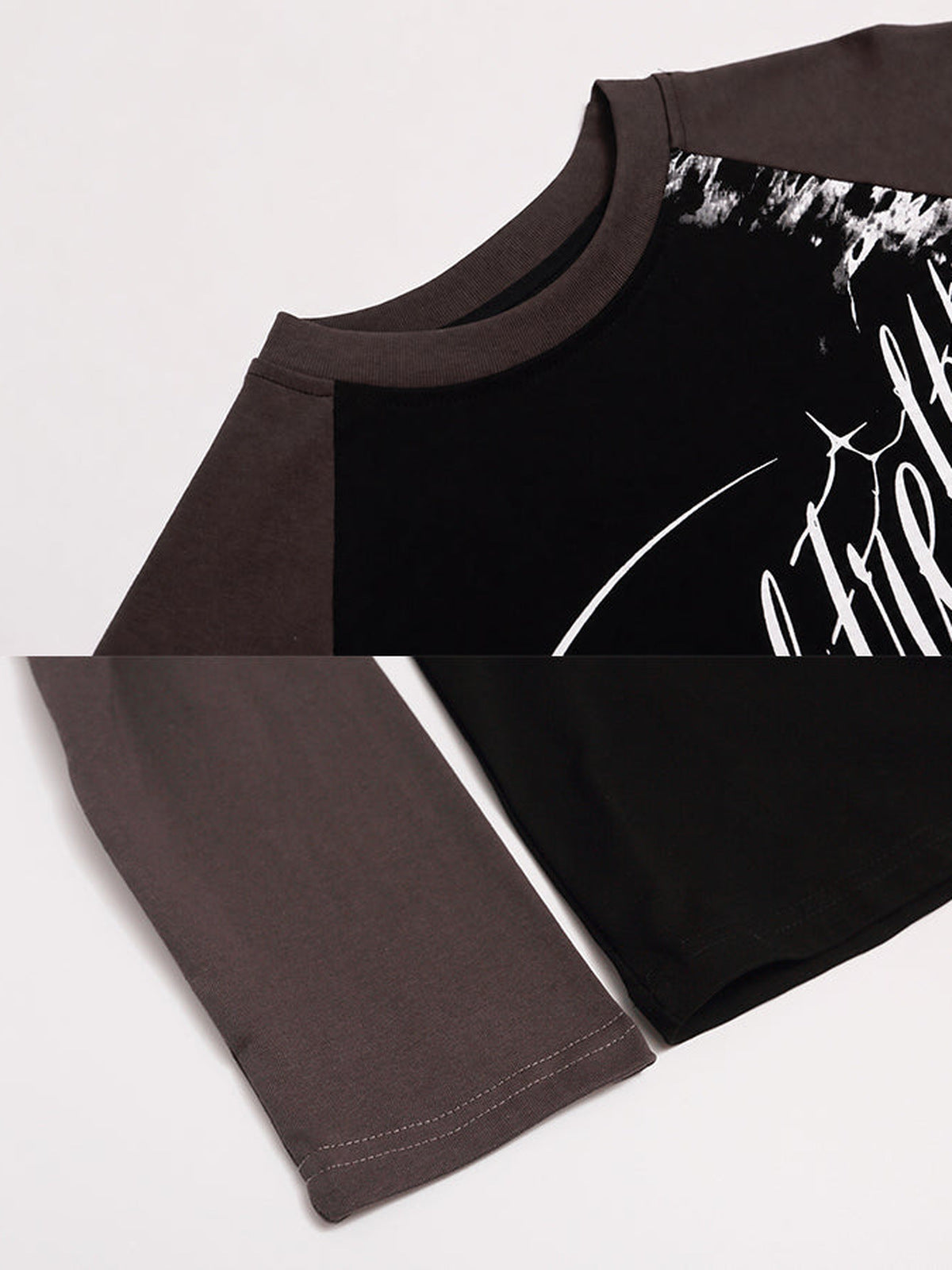 Leopard Raglan Shirt – Schwarz, Detail Kragen und Bündchen | XoKool