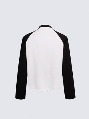 Raglan-Longsleeve mit Leo-Print – Weiß, Rückansicht | XoKool
