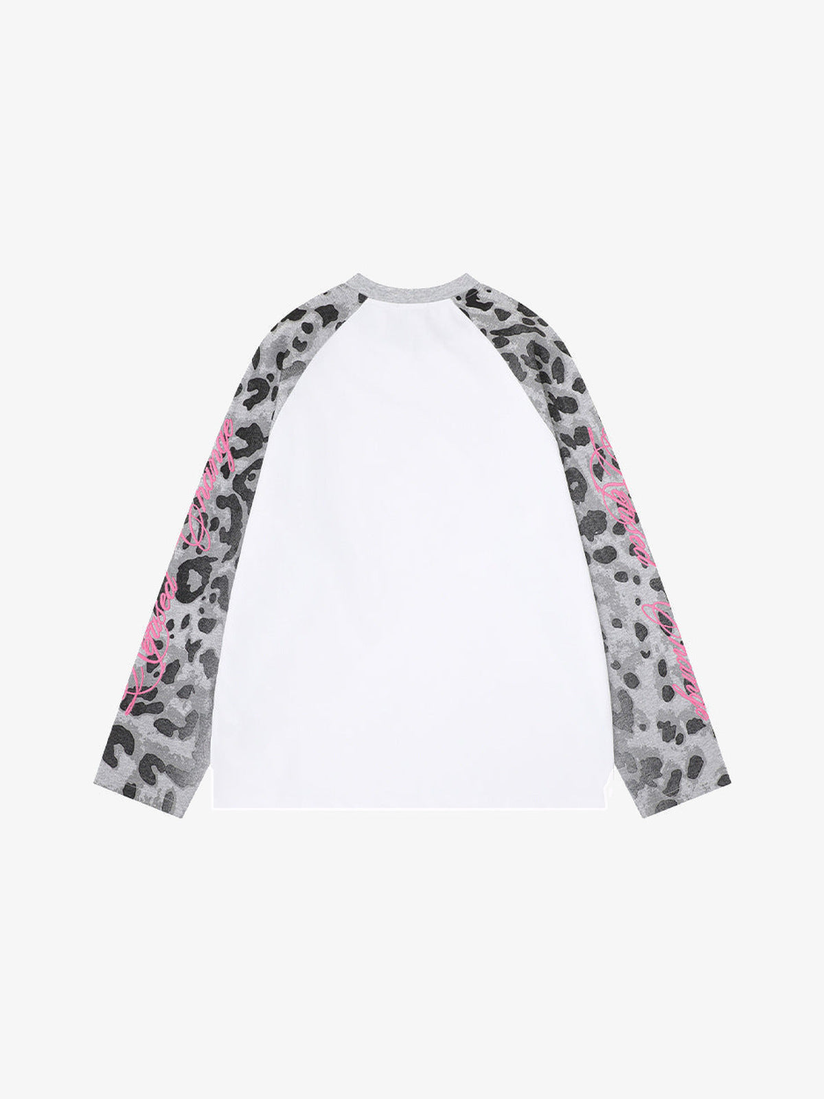 Leopardenmuster Ärmel Raglan Longsleeve – Weiß, Vorderansicht (alternativ) | XoKool