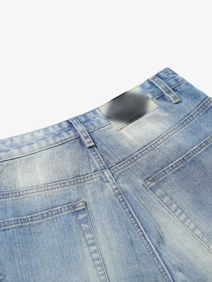 Light Blue Baggy Jeans with Paneled Knees – back waistband close-up | XoKool