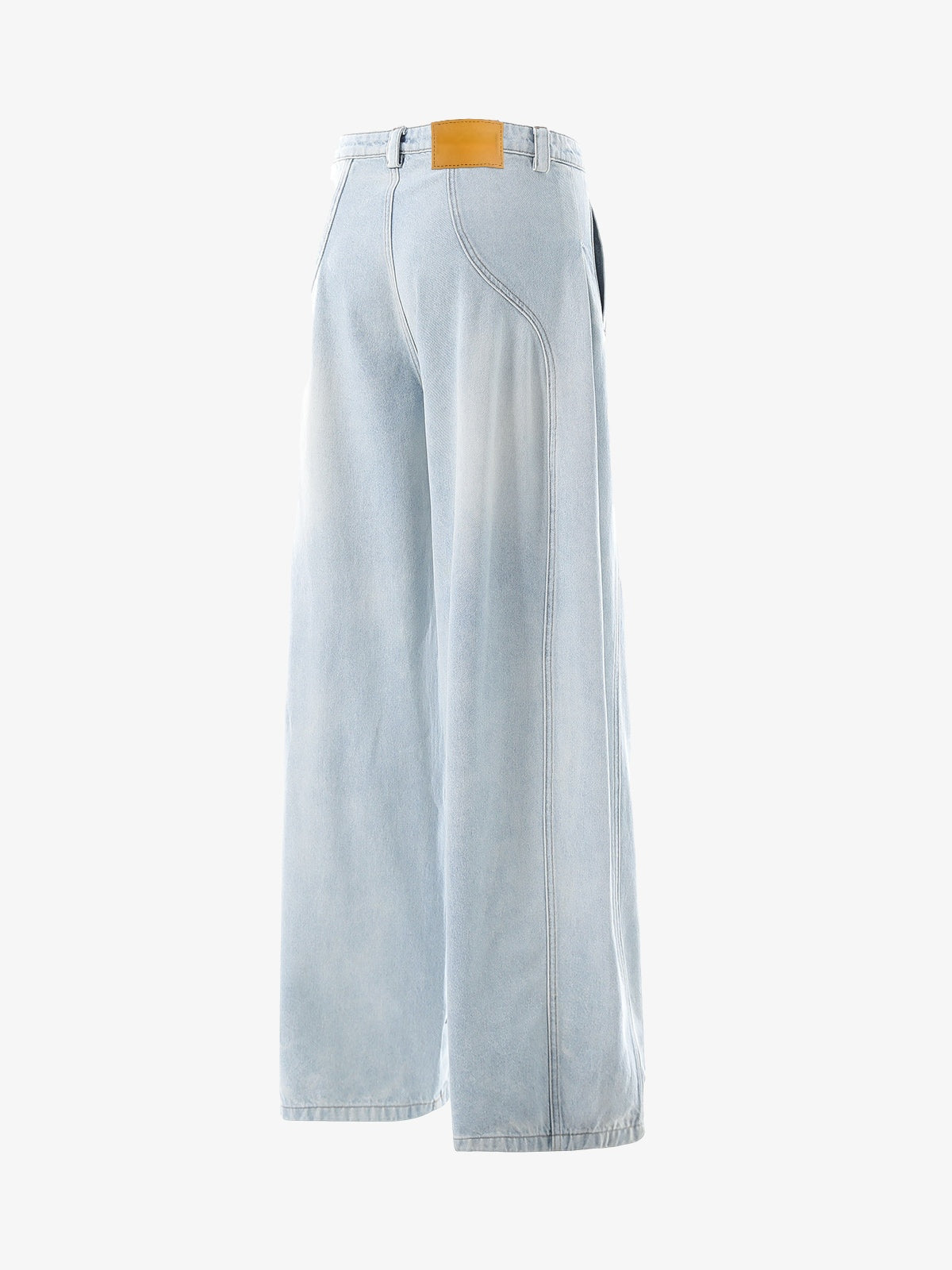 Light Blue Pleated Barrel Jeans – back angled view | XoKool
