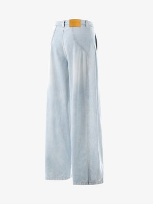 Light Blue Pleated Barrel Jeans – back angled view | XoKool
