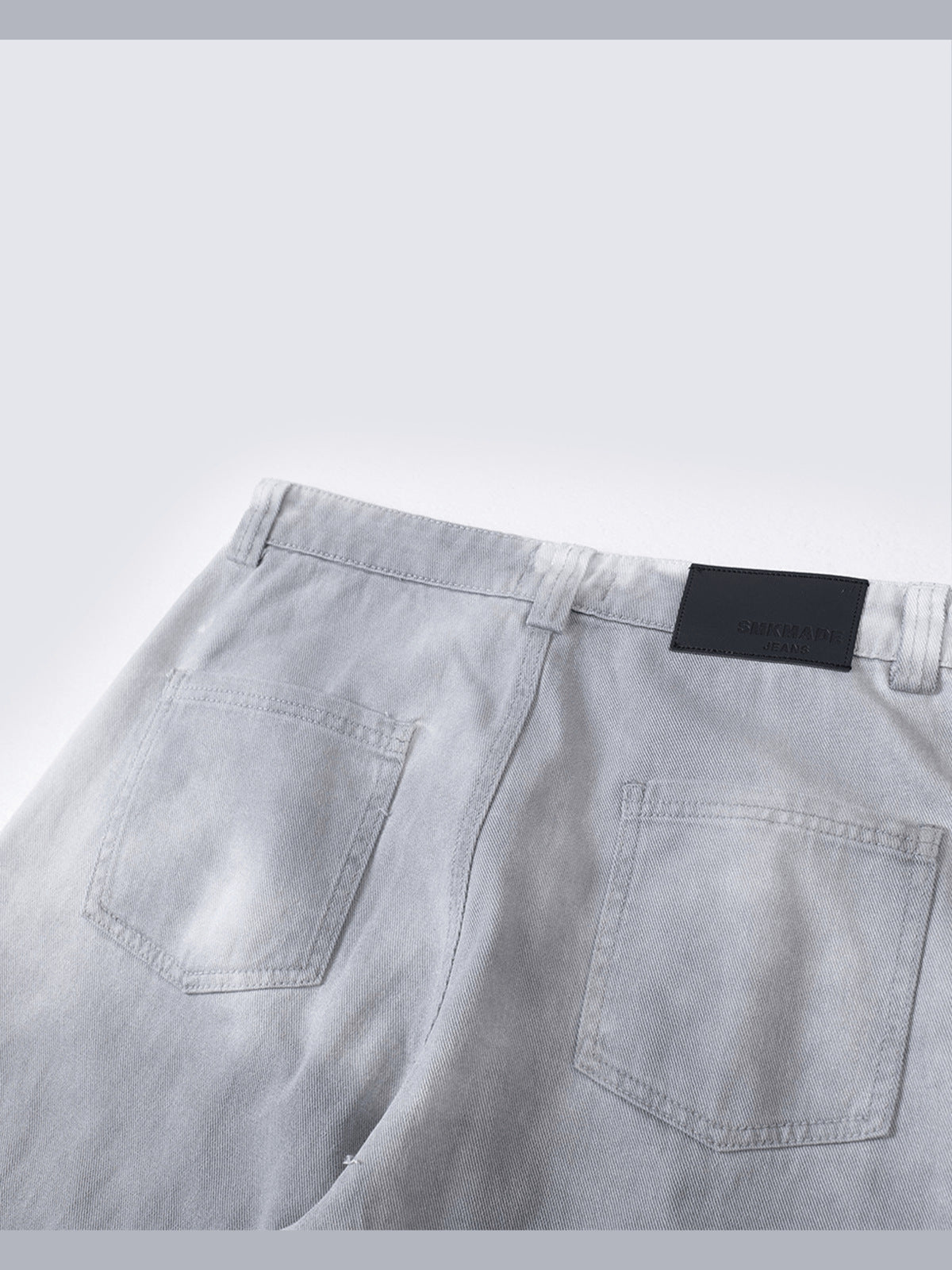 Light Grey Barrel Jeans – back waistband patch & pockets close-up | XoKool