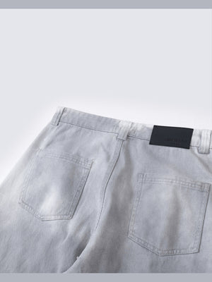 Light Grey Barrel Jeans – back waistband patch & pockets close-up | XoKool