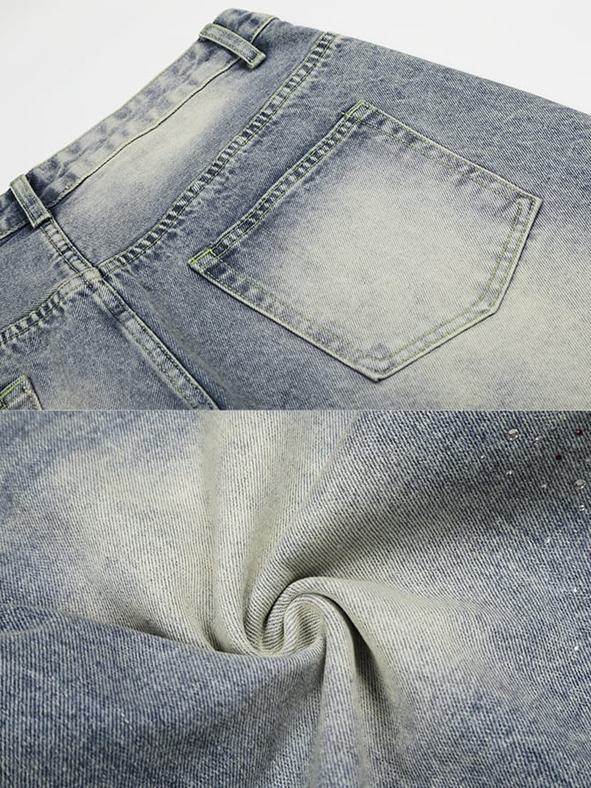 Jorts mit Strasssteinen – Detailansicht von Gesäßtasche und Stoff | XoKool