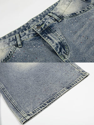 Jorts mit Strasssteinen – Detailansicht von Bund und Saum mit Strass | XoKool
