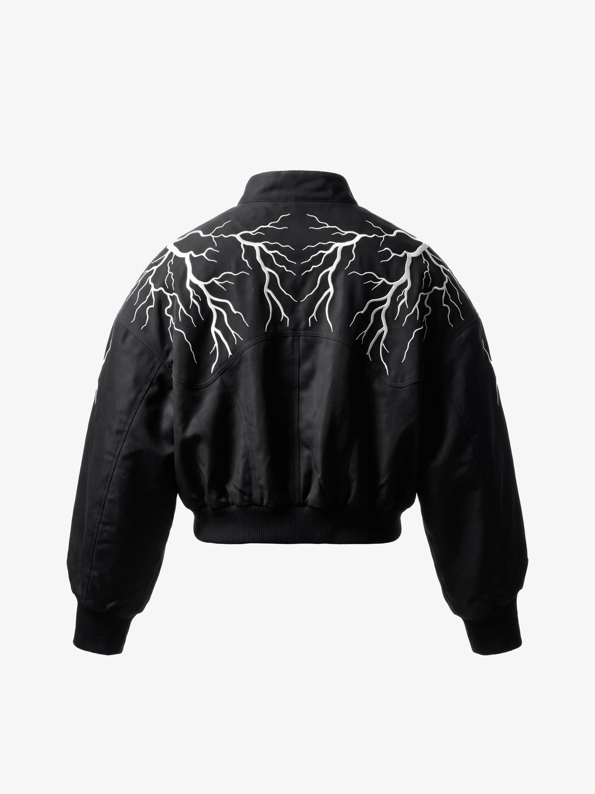 Lightning cropped bomber – Black, back view | XoKool
