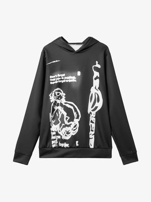 Cartoon Hoodie – Schwarz, Vorderansicht | XoKool